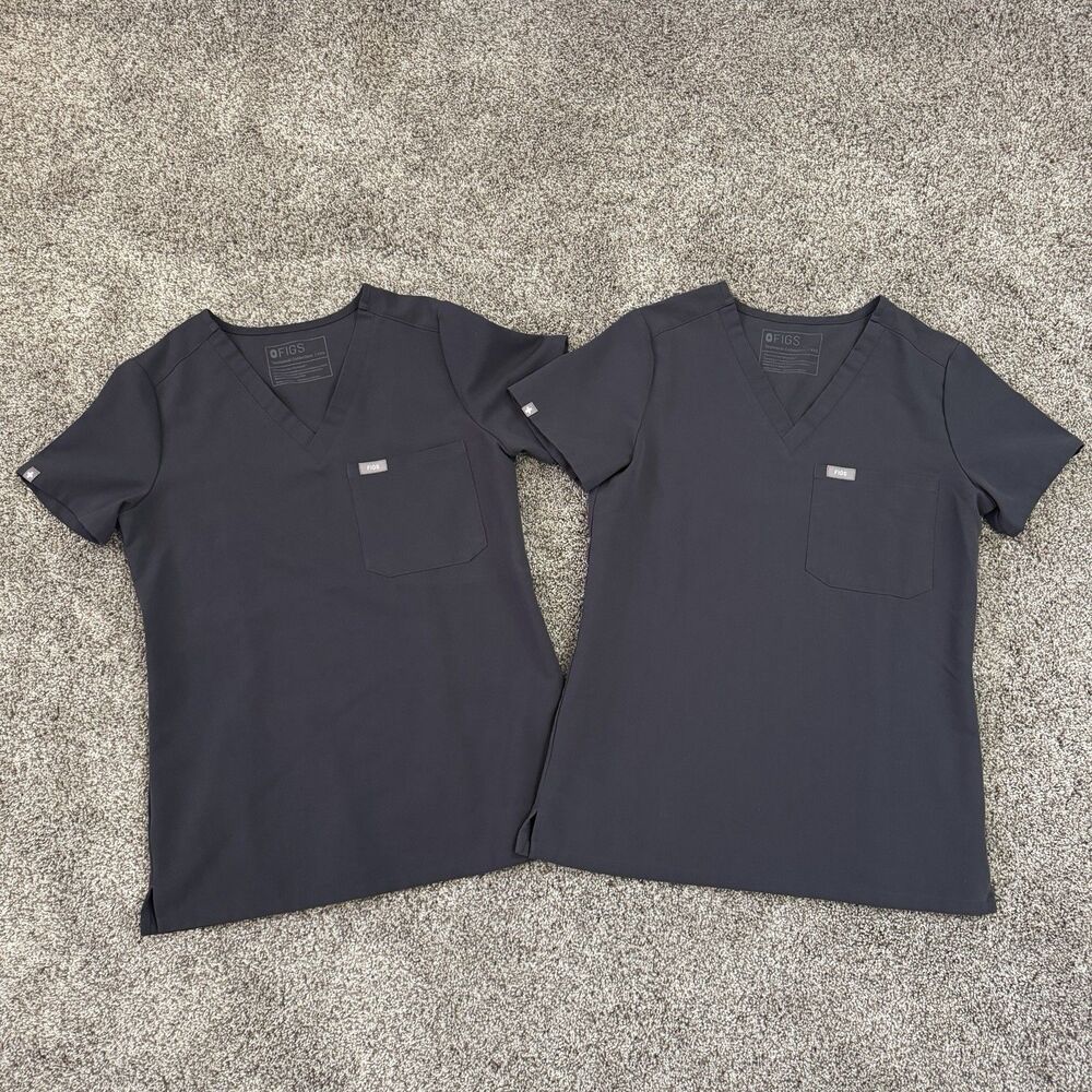 2 FIGS Catarina Scrub Top FW1000 Charcoal Gray PO 1873 Size XXS 2XS LOT BUNDLE